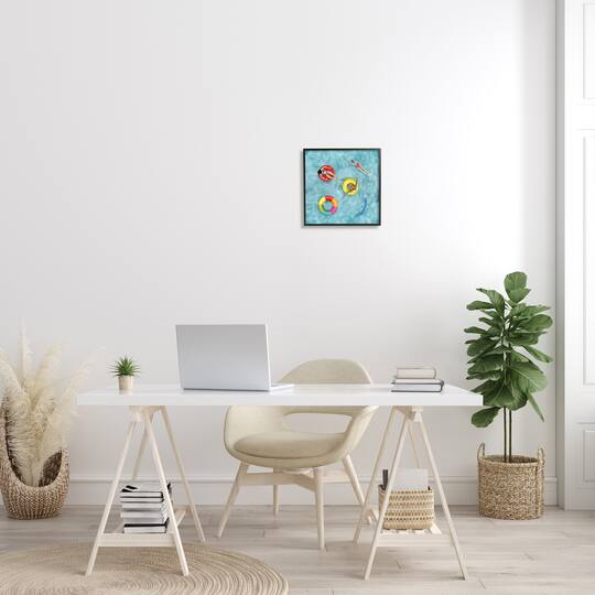 Stupell Industries Swimmers In Pool Inner Tube Cool Blue Water in Frame Wall Art